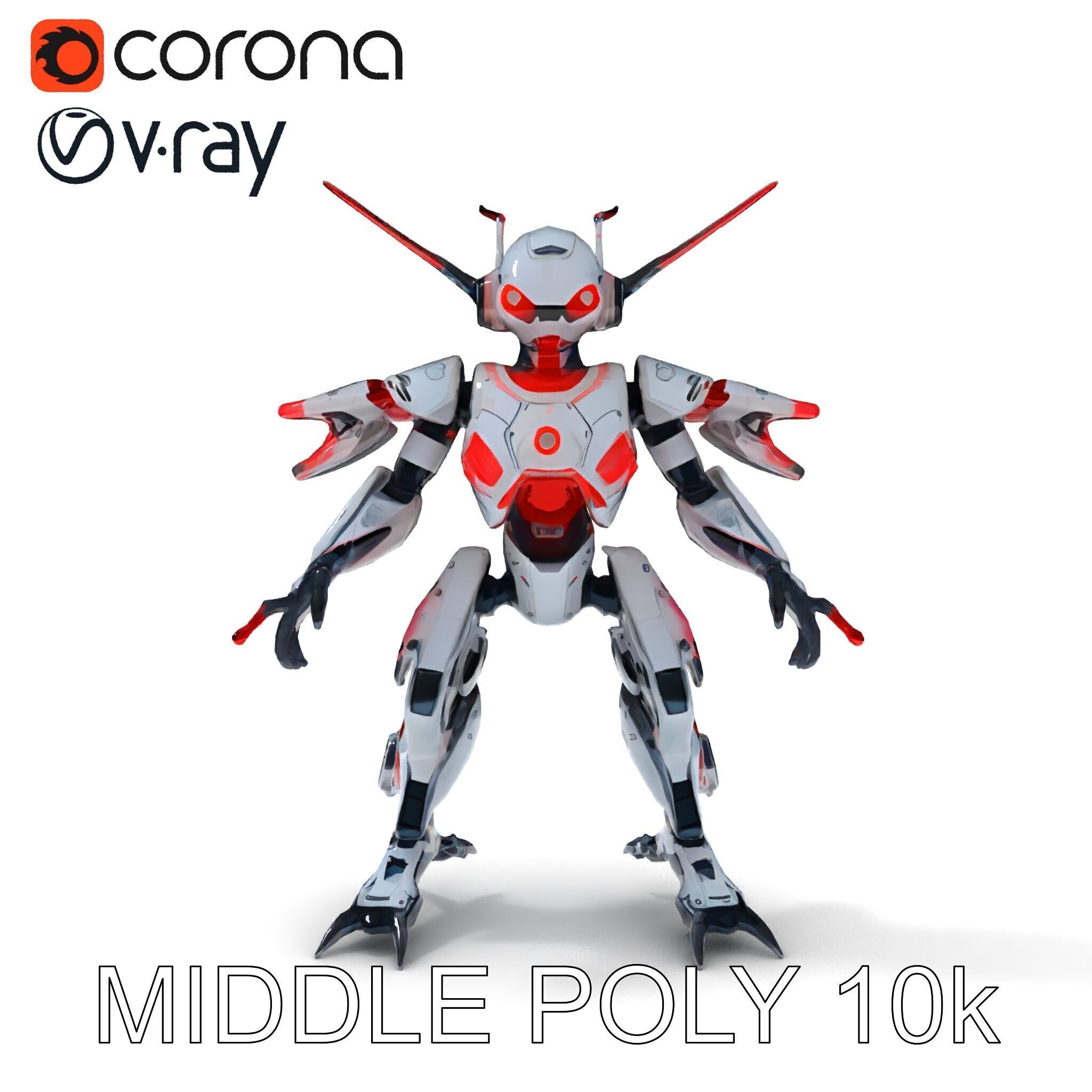 Cyber Mech Guardian with Dynamic Neon Lights Low-poly 3D model_27