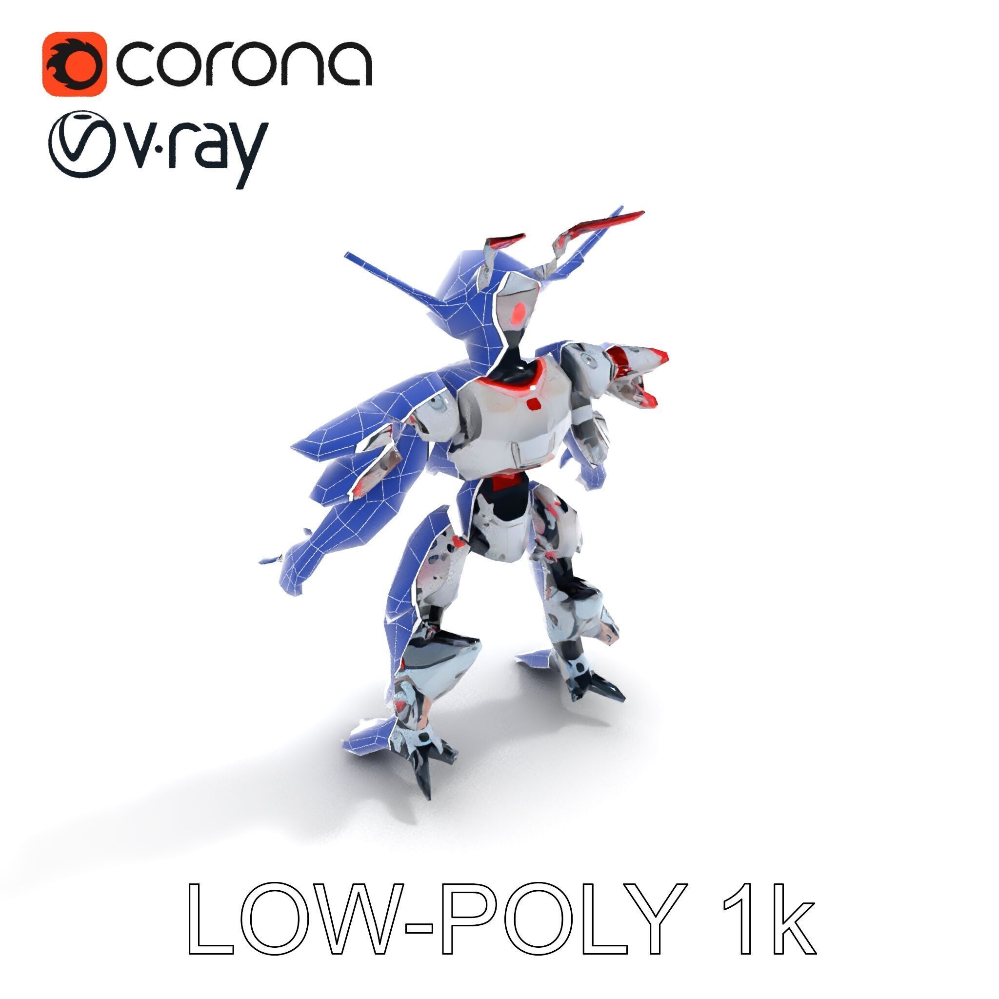 Cyber Mech Guardian with Dynamic Neon Lights Low-poly 3D model_28