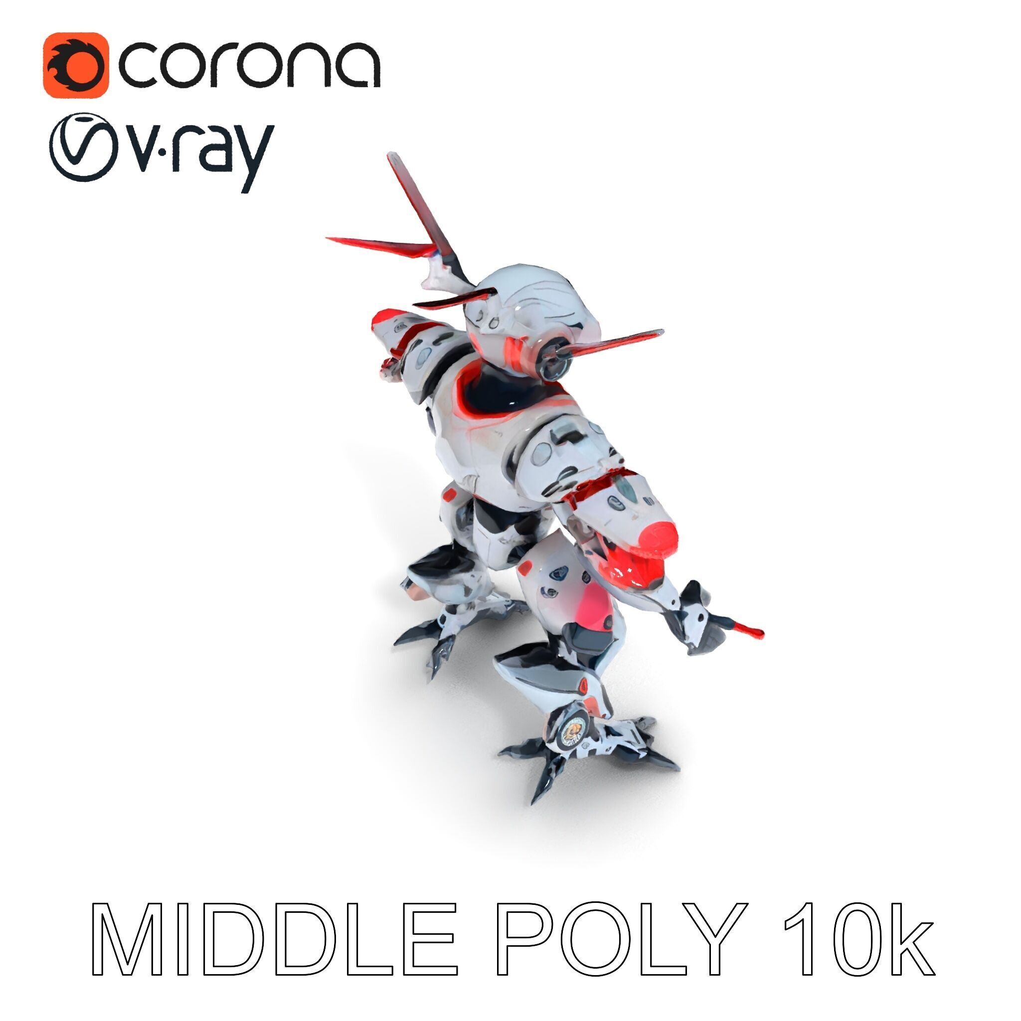 Cyber Mech Guardian with Dynamic Neon Lights Low-poly 3D model_35