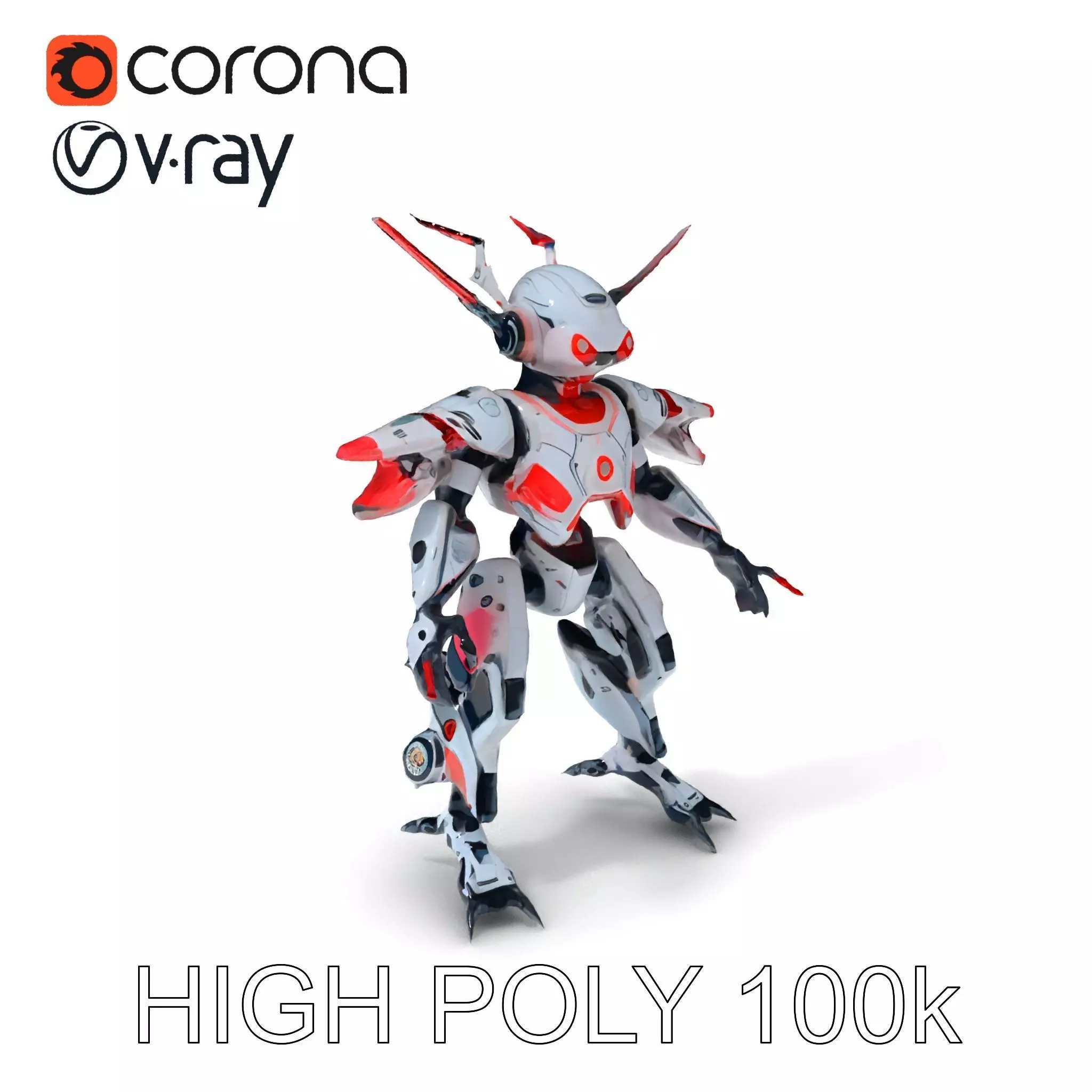 Cyber Mech Guardian with Dynamic Neon Lights Low-poly 3D model_0