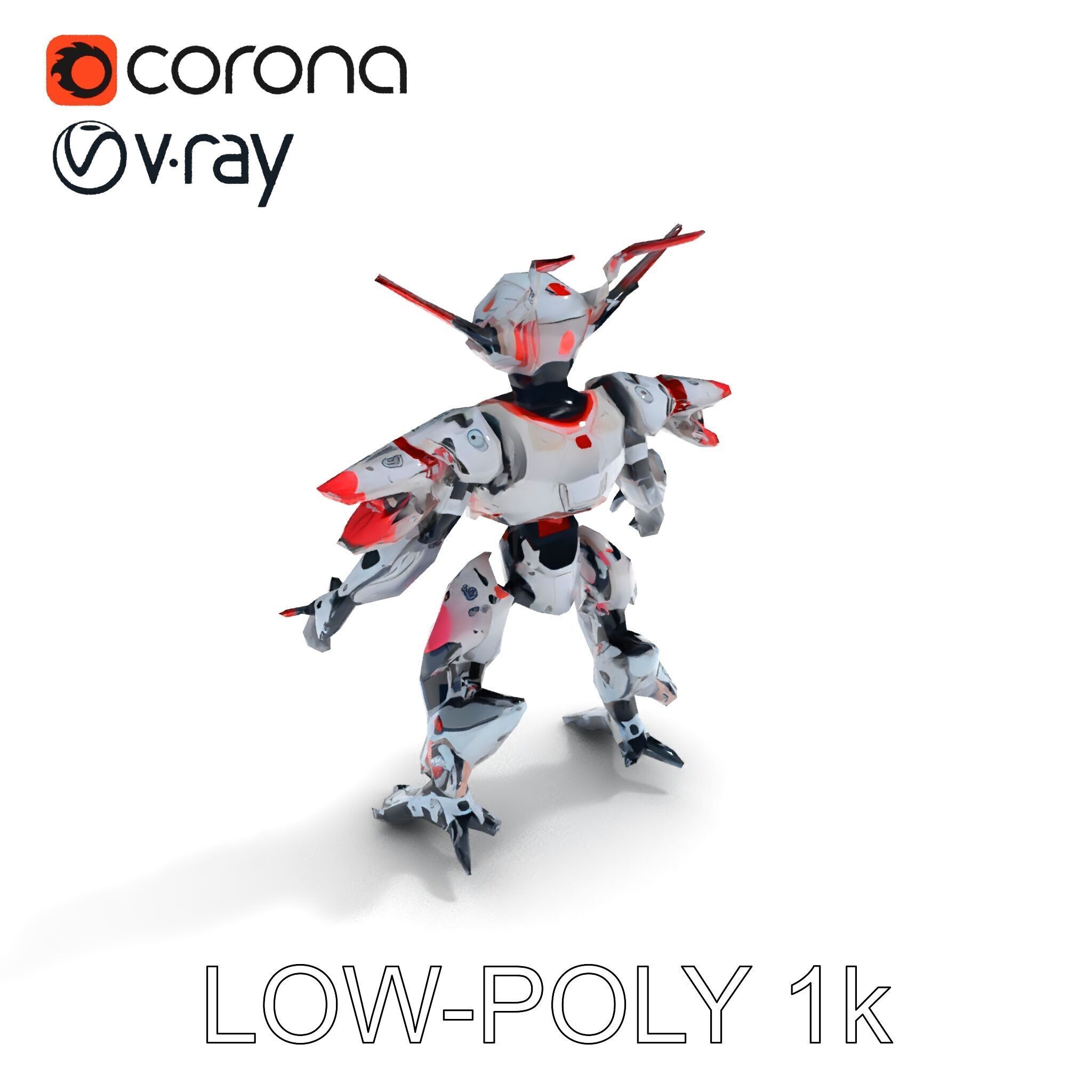 Cyber Mech Guardian with Dynamic Neon Lights Low-poly 3D model_7