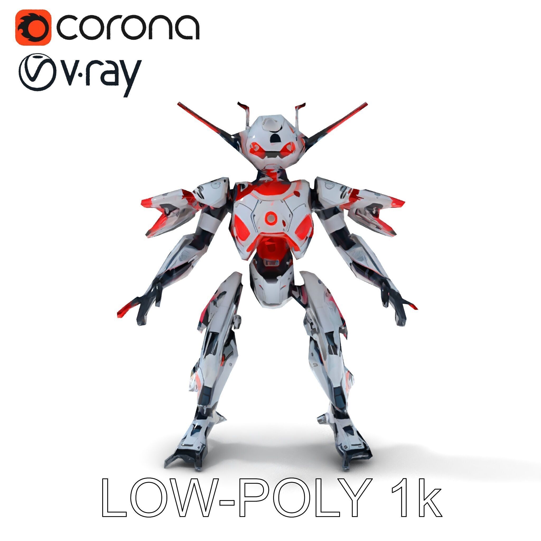 Cyber Mech Guardian with Dynamic Neon Lights Low-poly 3D model_33