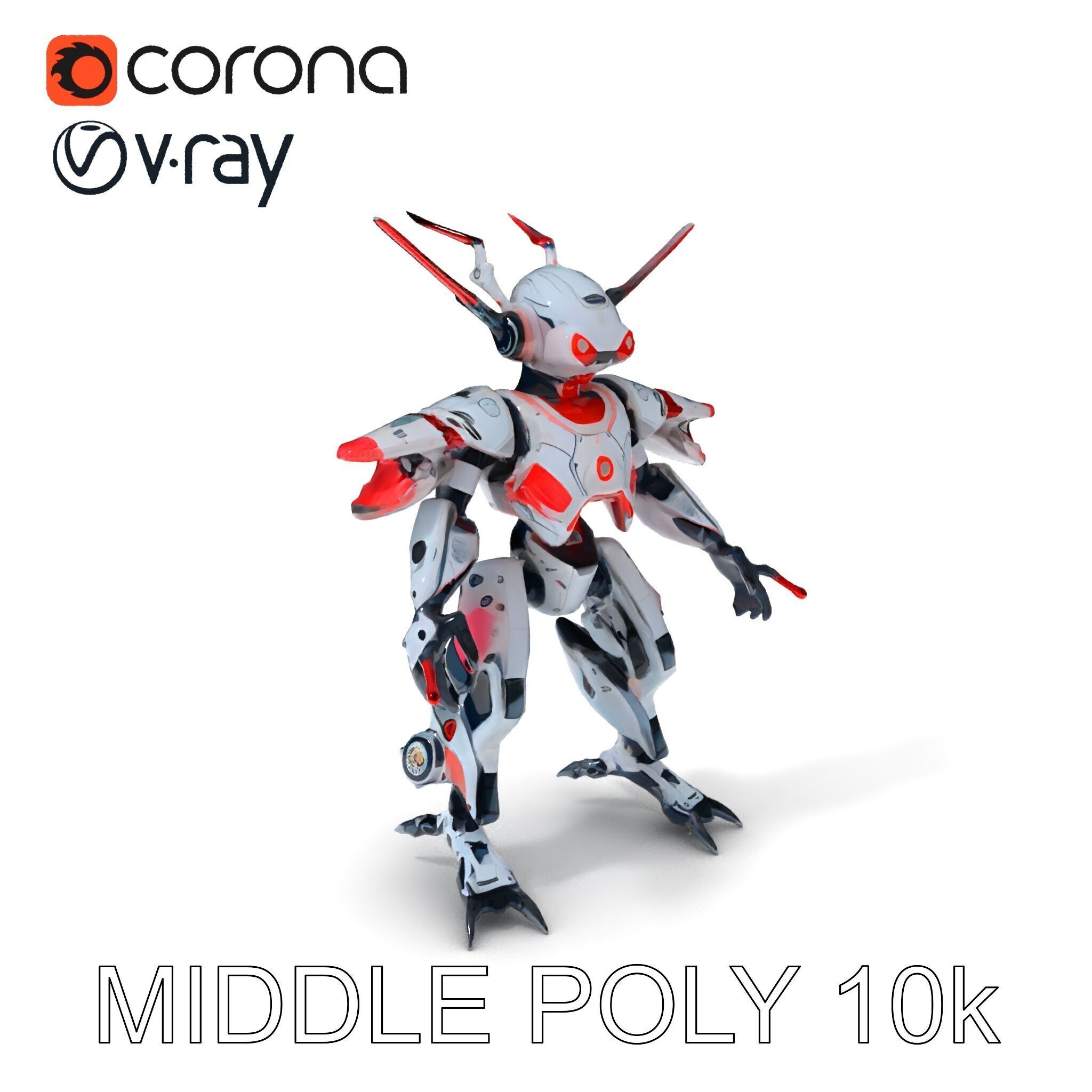 Cyber Mech Guardian with Dynamic Neon Lights Low-poly 3D model_37