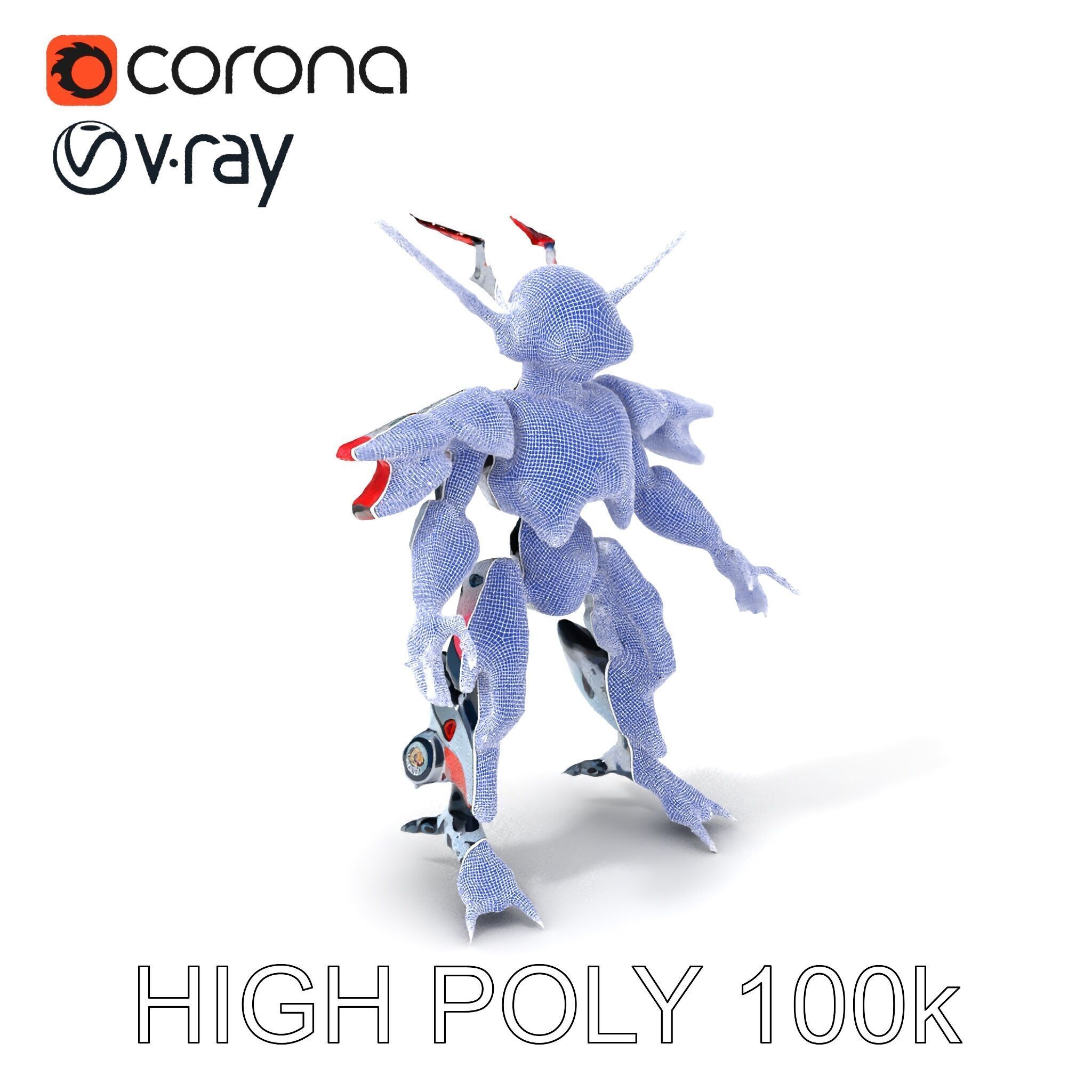 Cyber Mech Guardian with Dynamic Neon Lights Low-poly 3D model_3