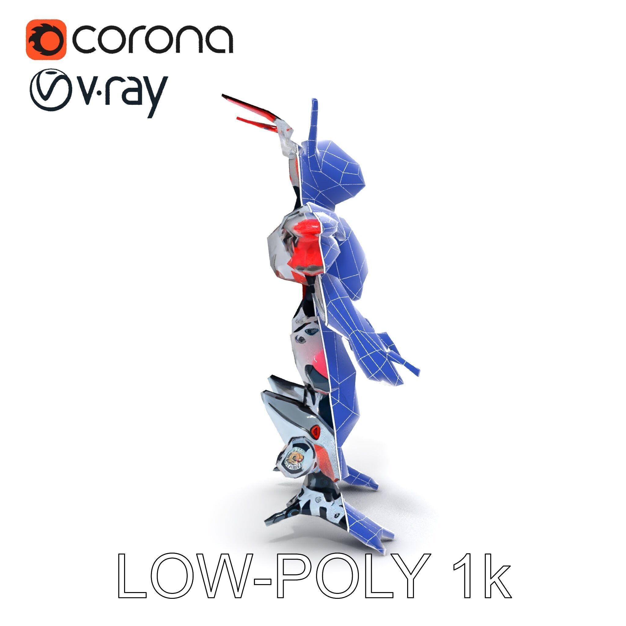 Cyber Mech Guardian with Dynamic Neon Lights Low-poly 3D model_10