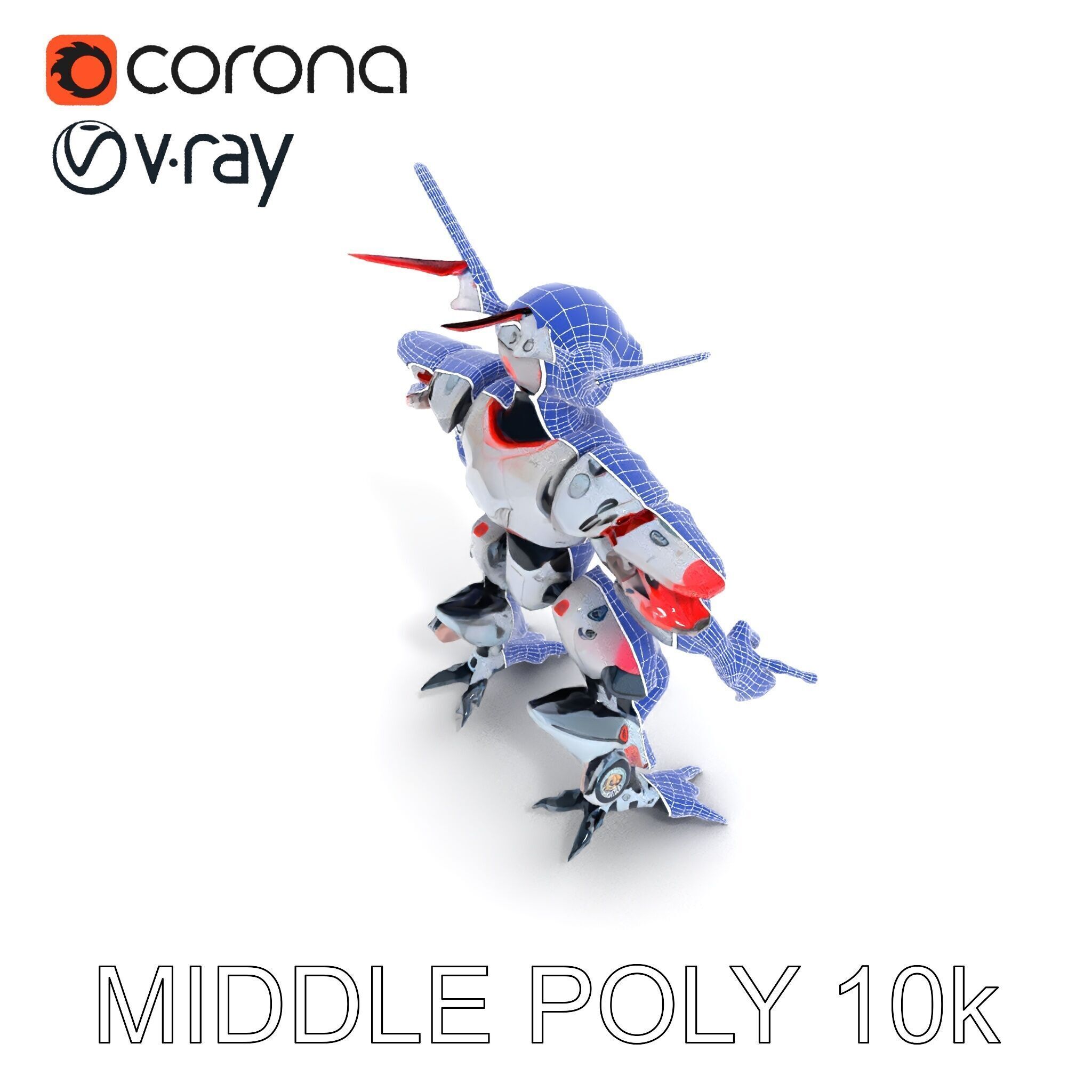 Cyber Mech Guardian with Dynamic Neon Lights Low-poly 3D model_6