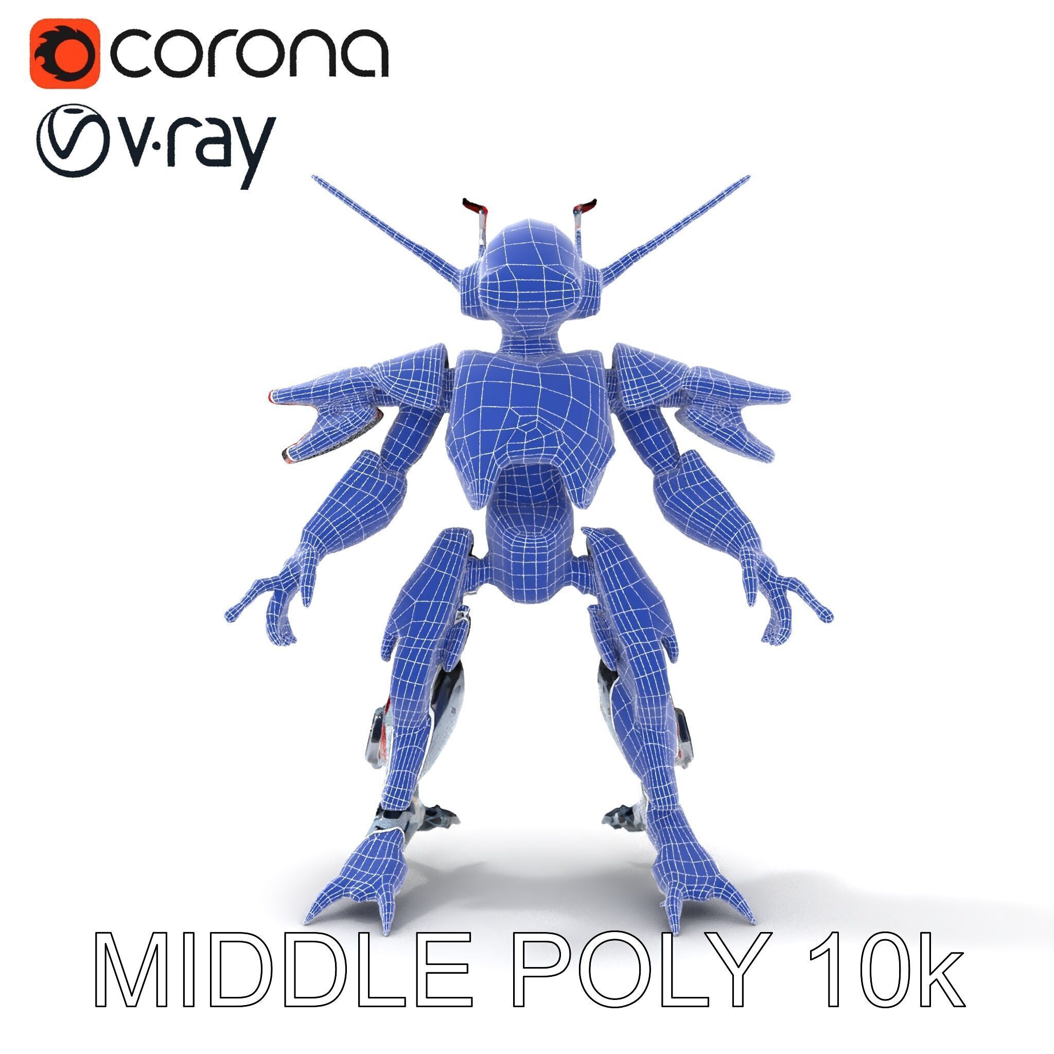 Cyber Mech Guardian with Dynamic Neon Lights Low-poly 3D model_9