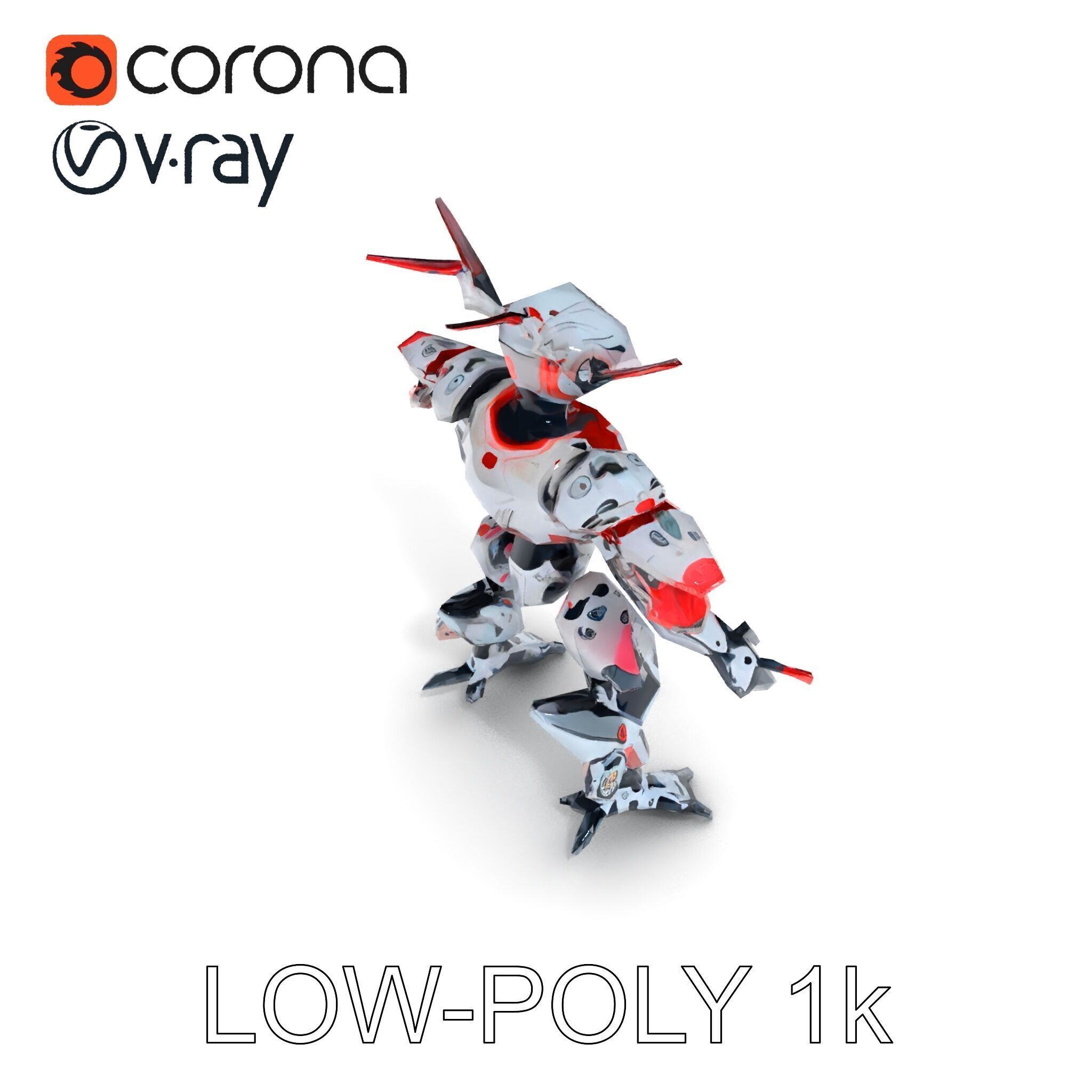 Cyber Mech Guardian with Dynamic Neon Lights Low-poly 3D model_30