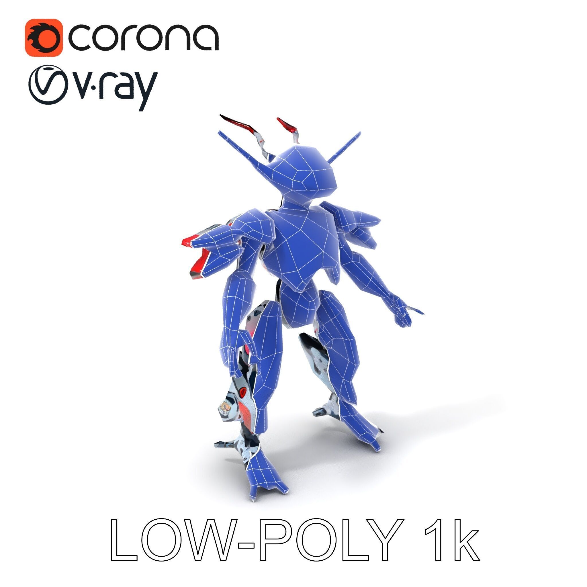 Cyber Mech Guardian with Dynamic Neon Lights Low-poly 3D model_18