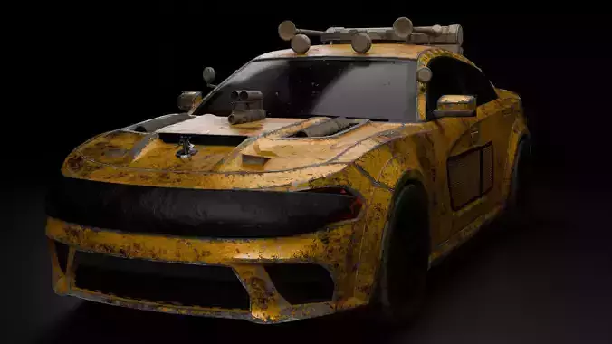 Post Apocalyptic Modified Mustang High-Detail 3D Model Low-poly 3D model