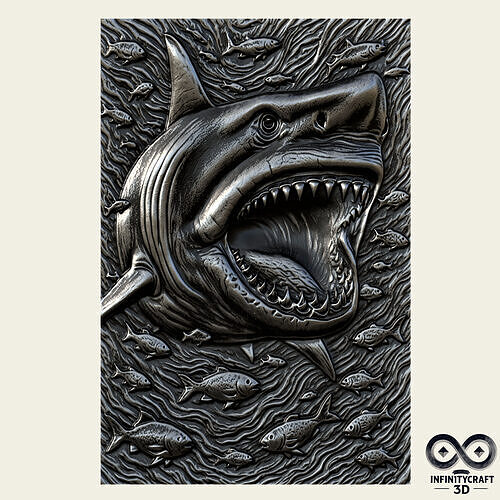 Ocean Fury   CNC Shark Carving 3D print model
