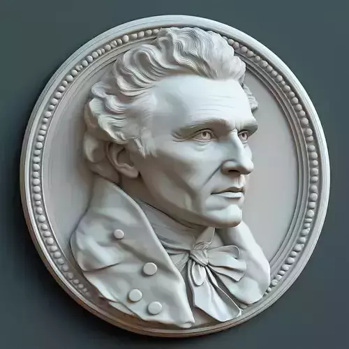 3D Bas-Relief Model of James Monroe