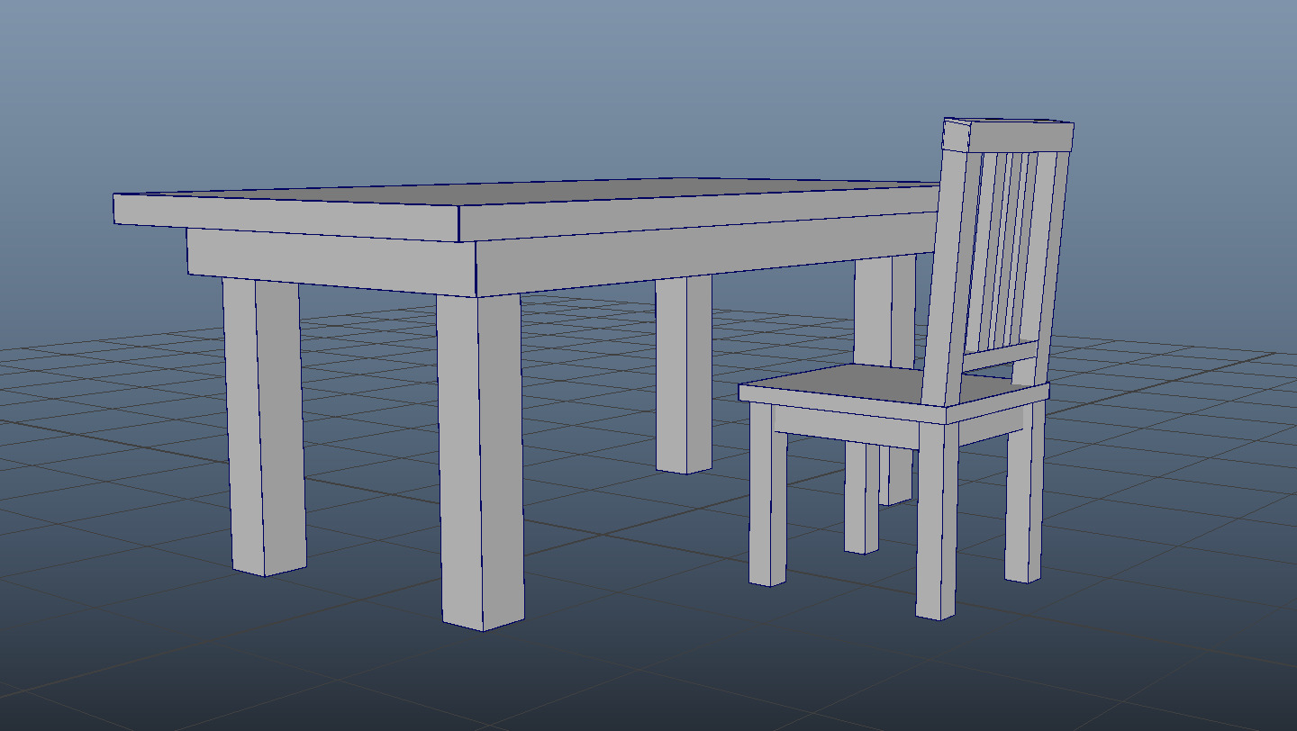 3D Furniture Set -Textured Chair and Table with UV Mapping 3D model_8
