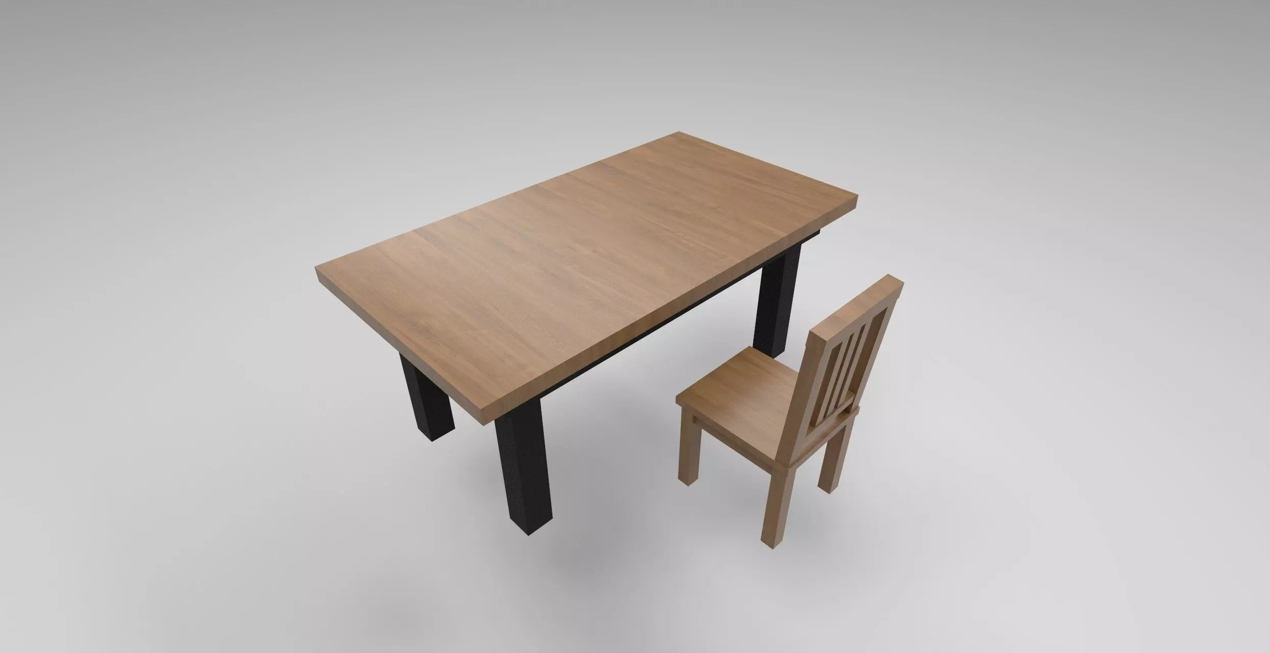 3D Furniture Set -Textured Chair and Table with UV Mapping 3D model_0