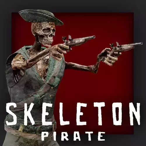 PIRATE SKELETON 10 B Low-poly 3D model