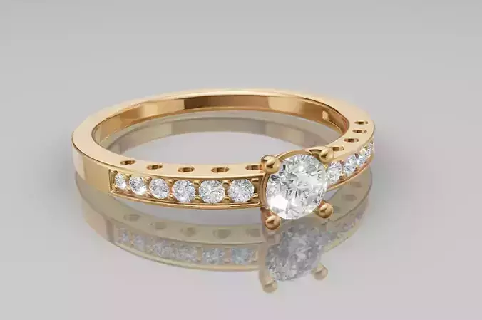 Anel de noivado classico circle para impressao 3D Solitaire Ring 3D print model