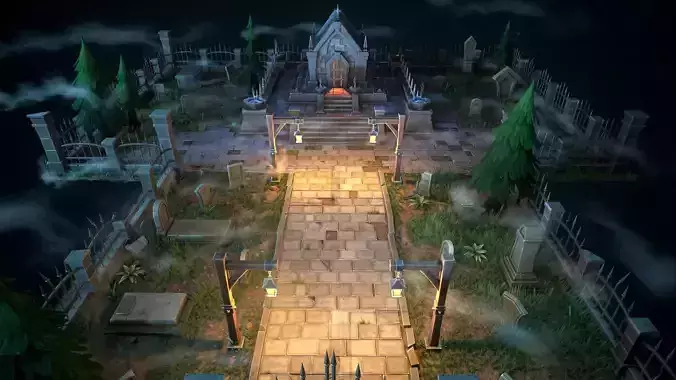Stylized graveyard 3D model