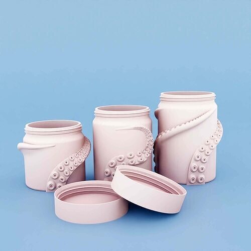 Set of 3 Octopus Storage Boxes STL files without supports  3D print model