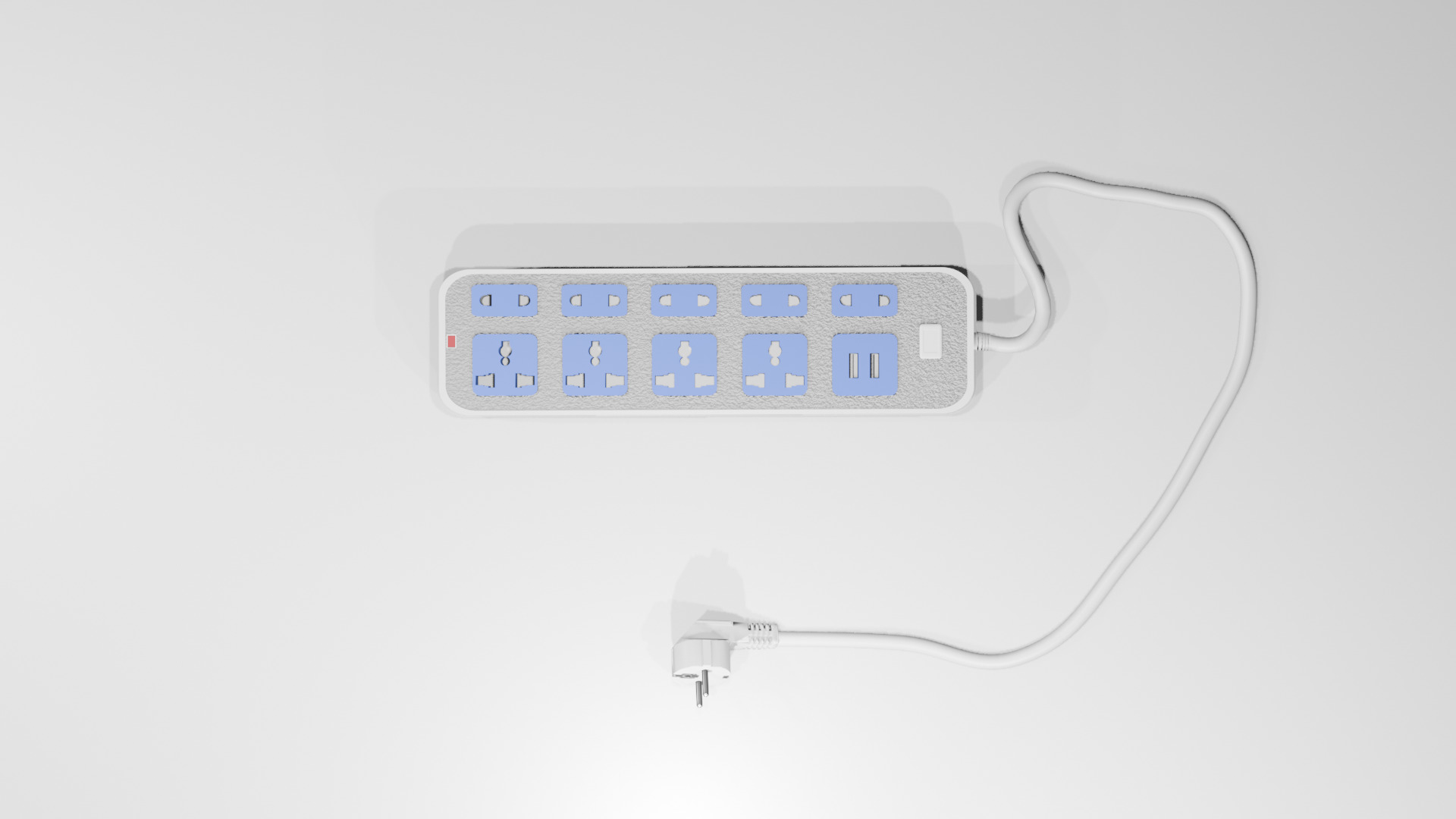 Electricity power strip distributor plug prop Low-poly 3D model_1