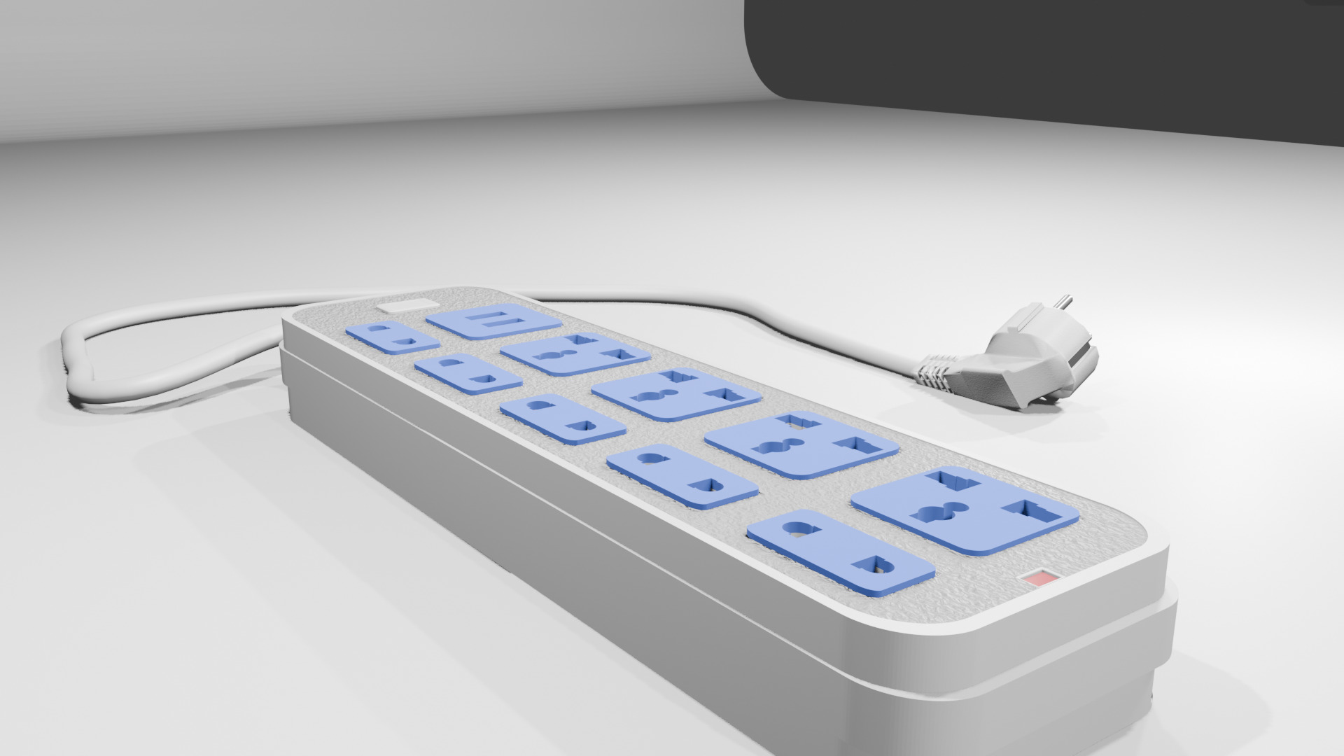 Electricity power strip distributor plug prop Low-poly 3D model_3