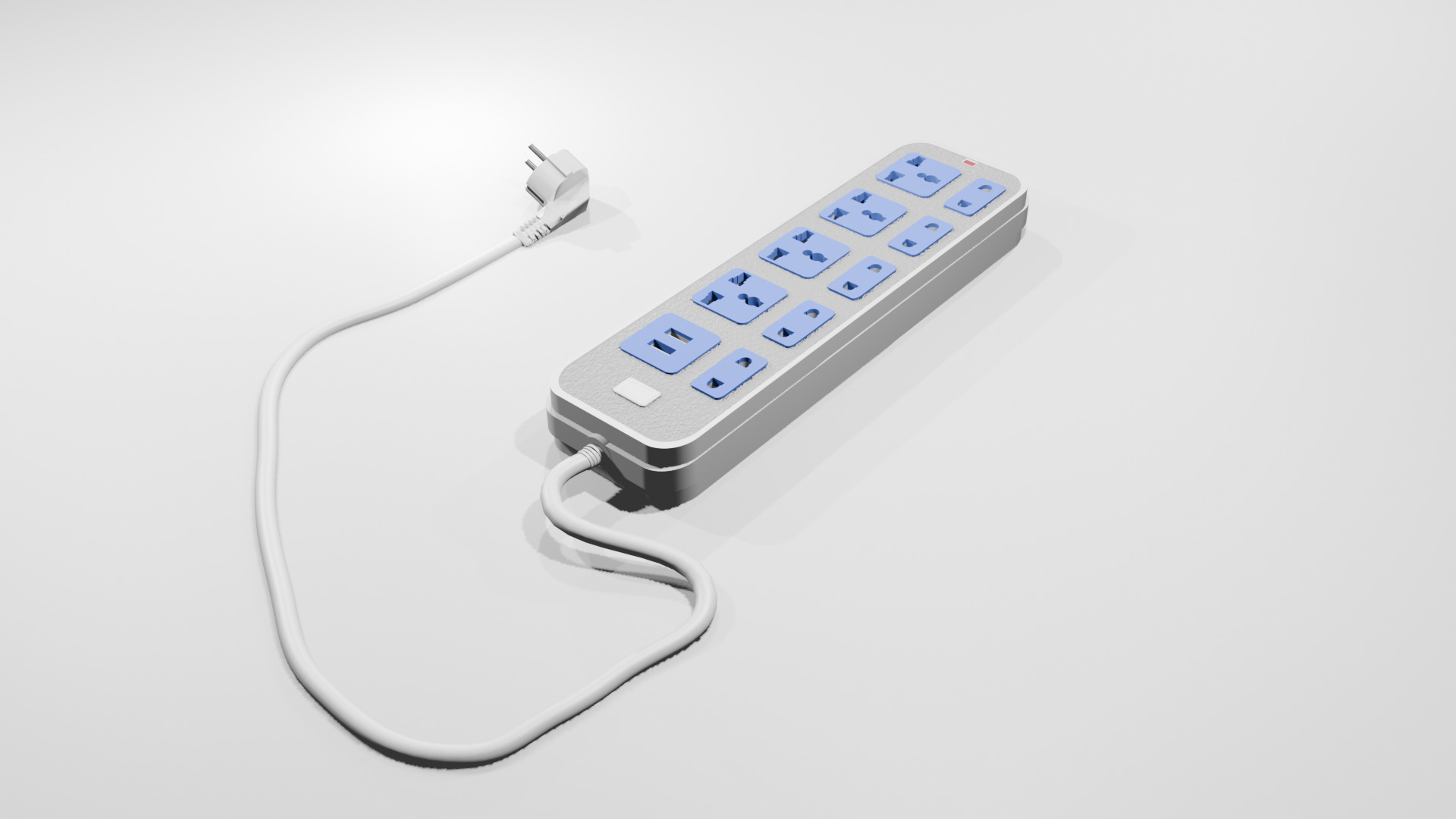 Electricity power strip distributor plug prop Low-poly 3D model_2