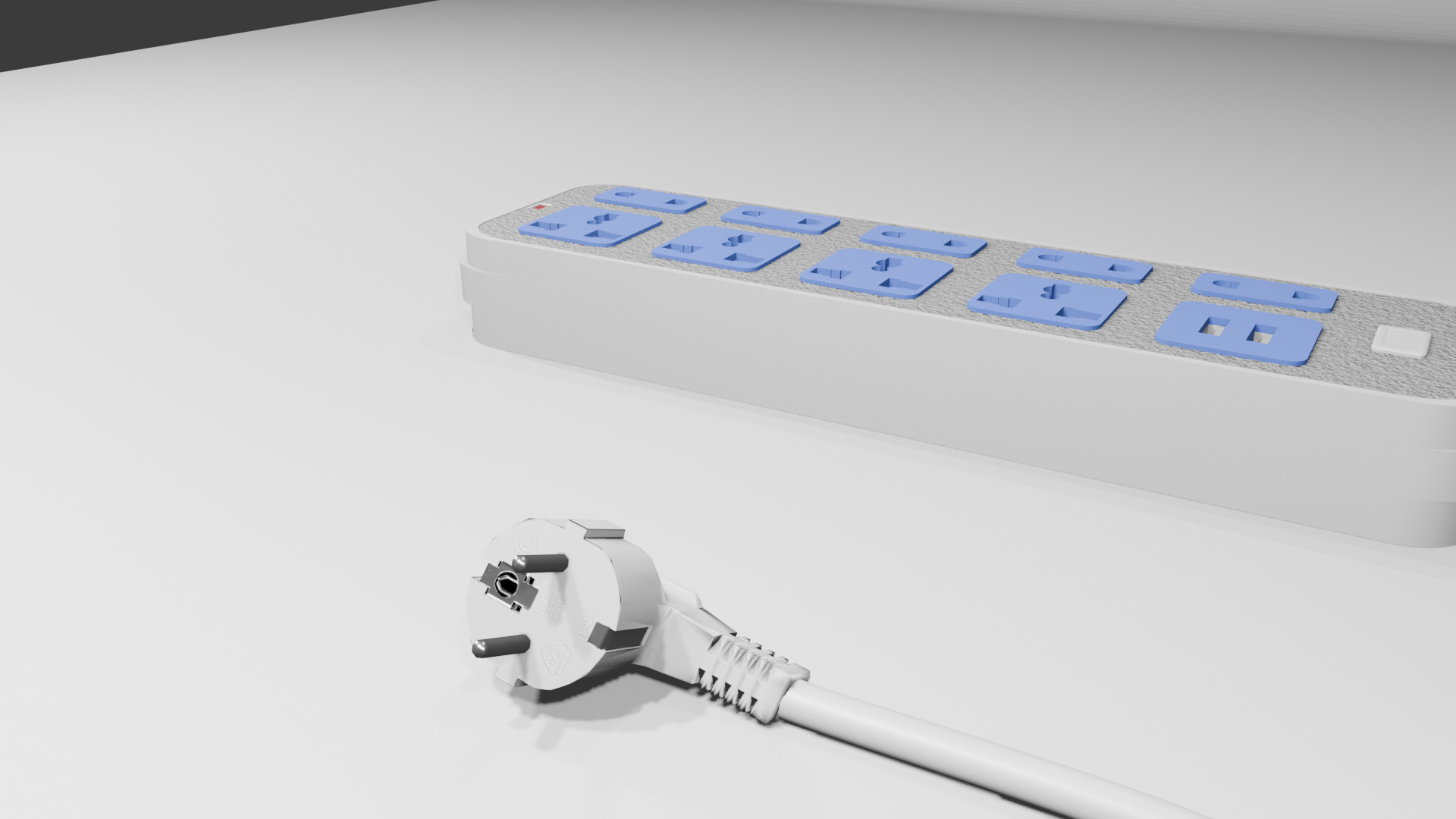 Electricity power strip distributor plug prop Low-poly 3D model_4