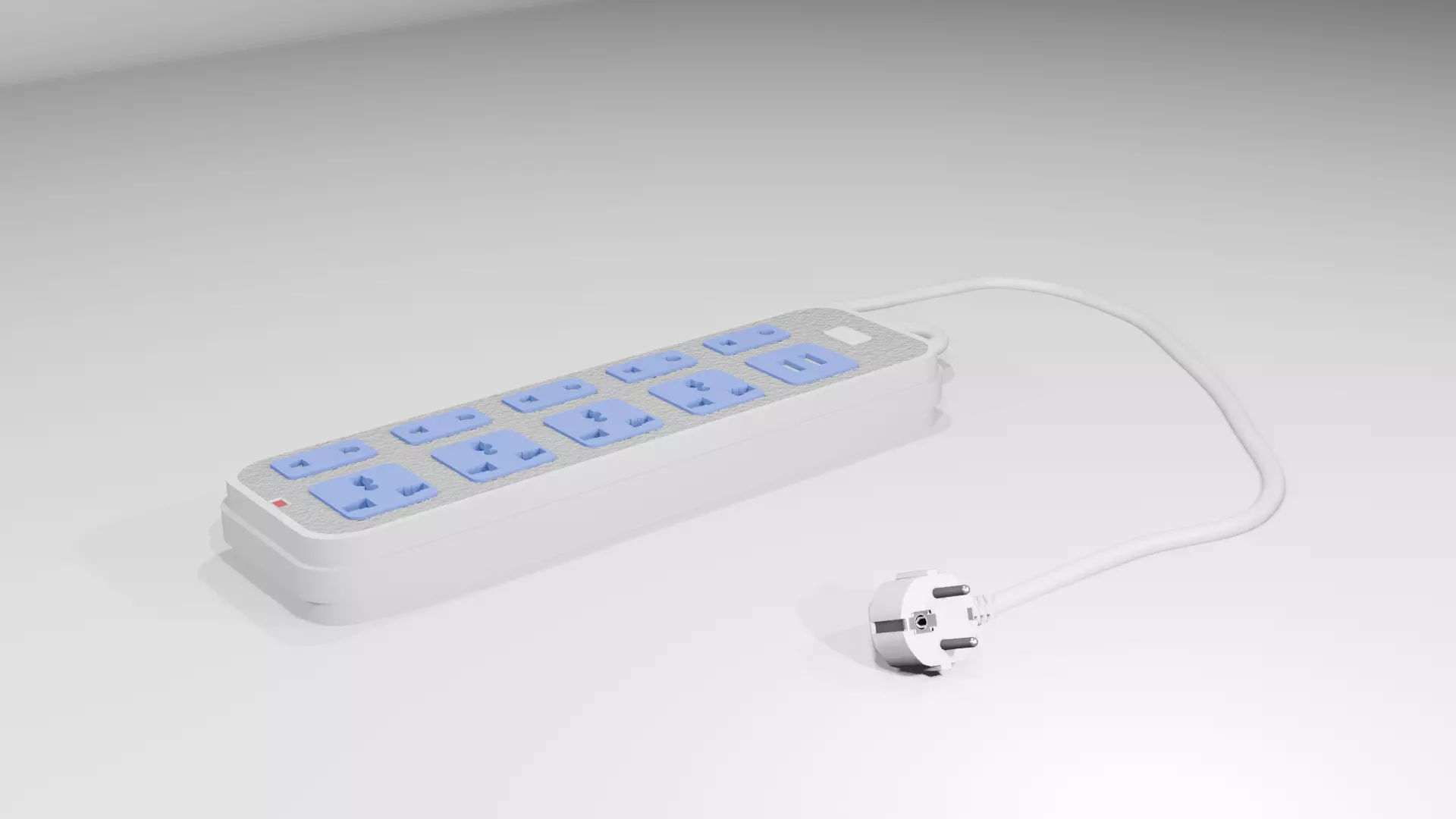 Electricity power strip distributor plug prop Low-poly 3D model_0