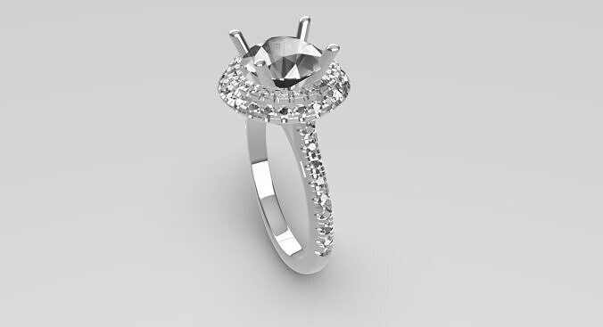 Halo Diamond Ring 3D Print Model STL 3DM 2 Ct Engagement Free 3D print model