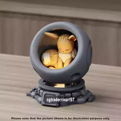 eevee in healing machine pods from pokemon 3D print model