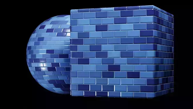 Fully Procedural Blue Tile Wall Material