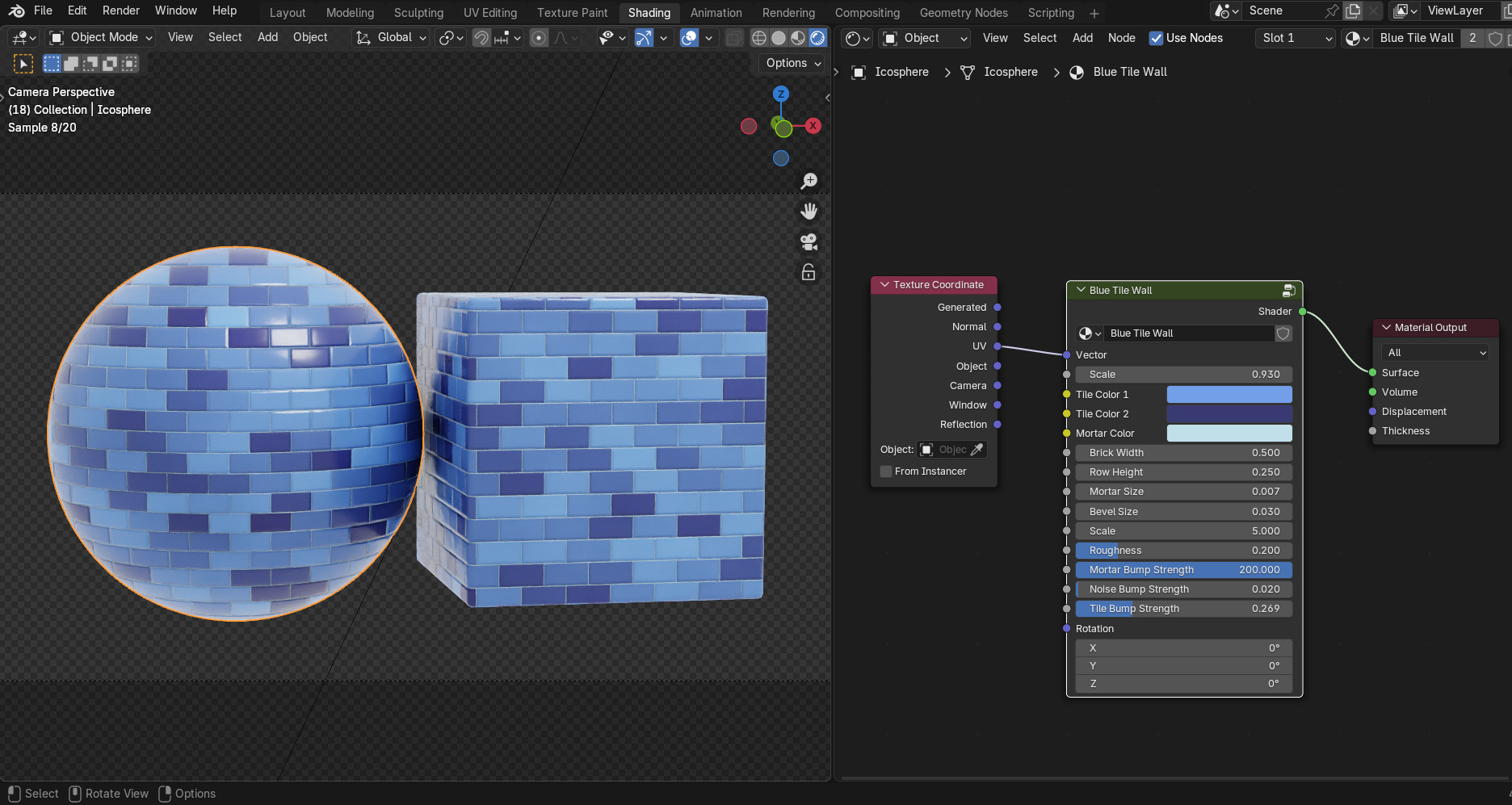 Fully Procedural Blue Tile Wall Material Texture_2