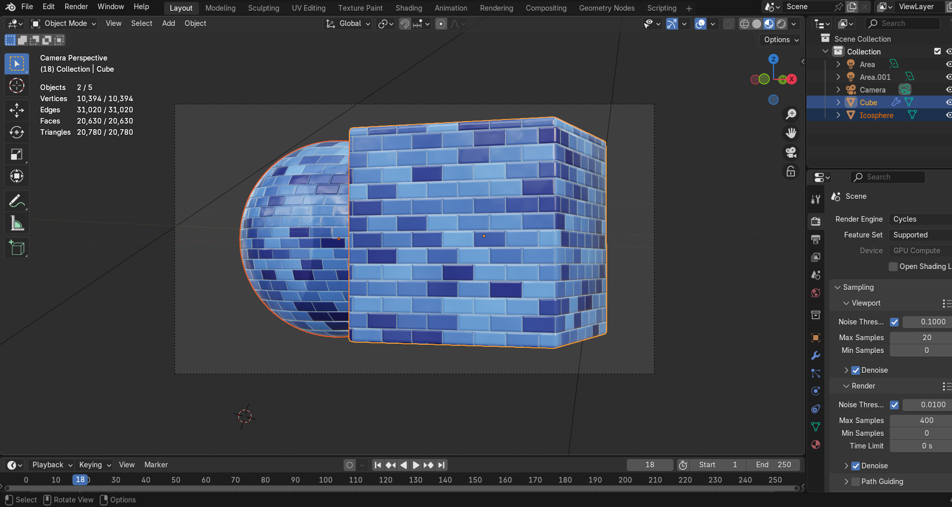 Fully Procedural Blue Tile Wall Material Texture_3