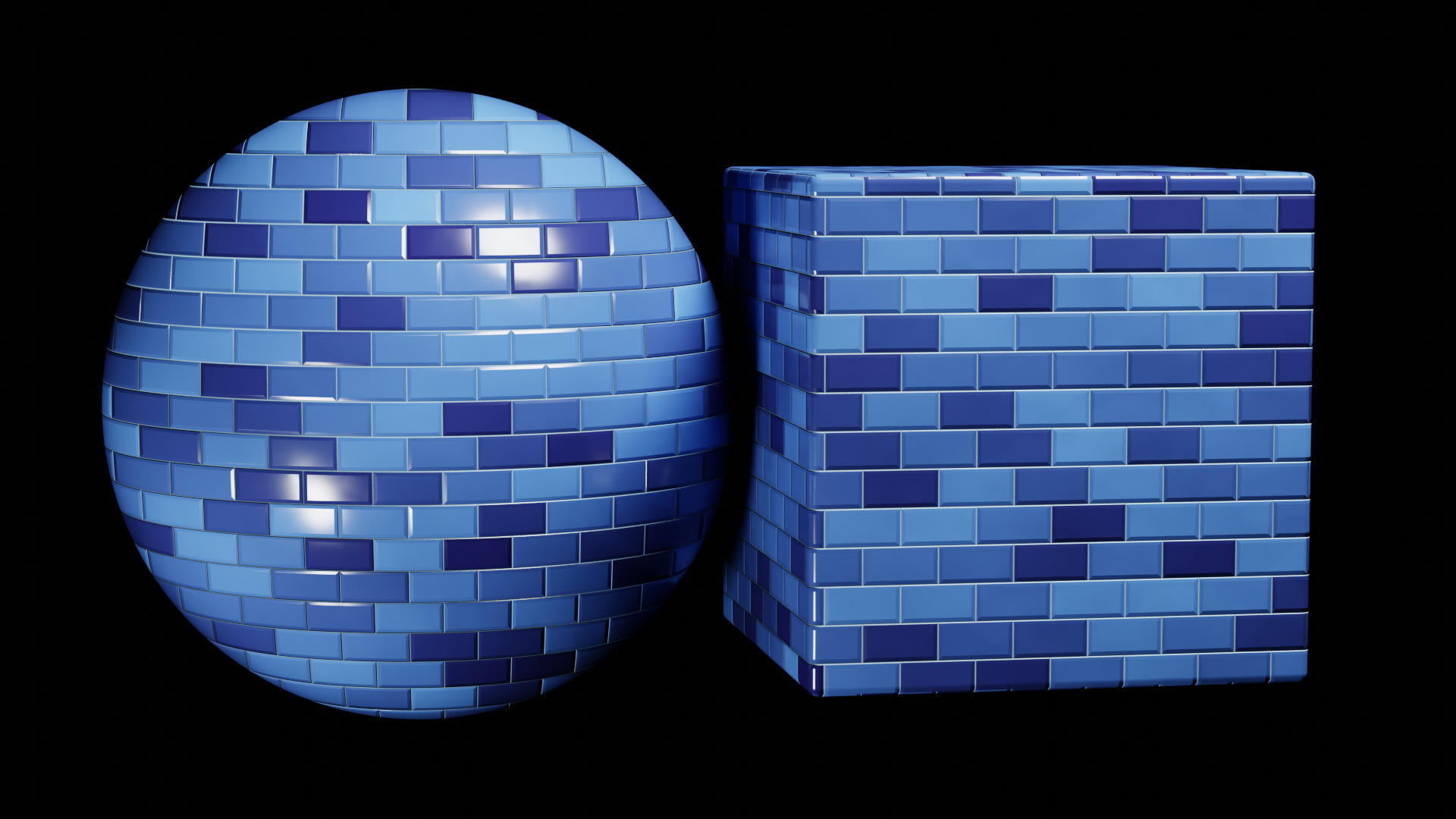 Fully Procedural Blue Tile Wall Material Texture_1