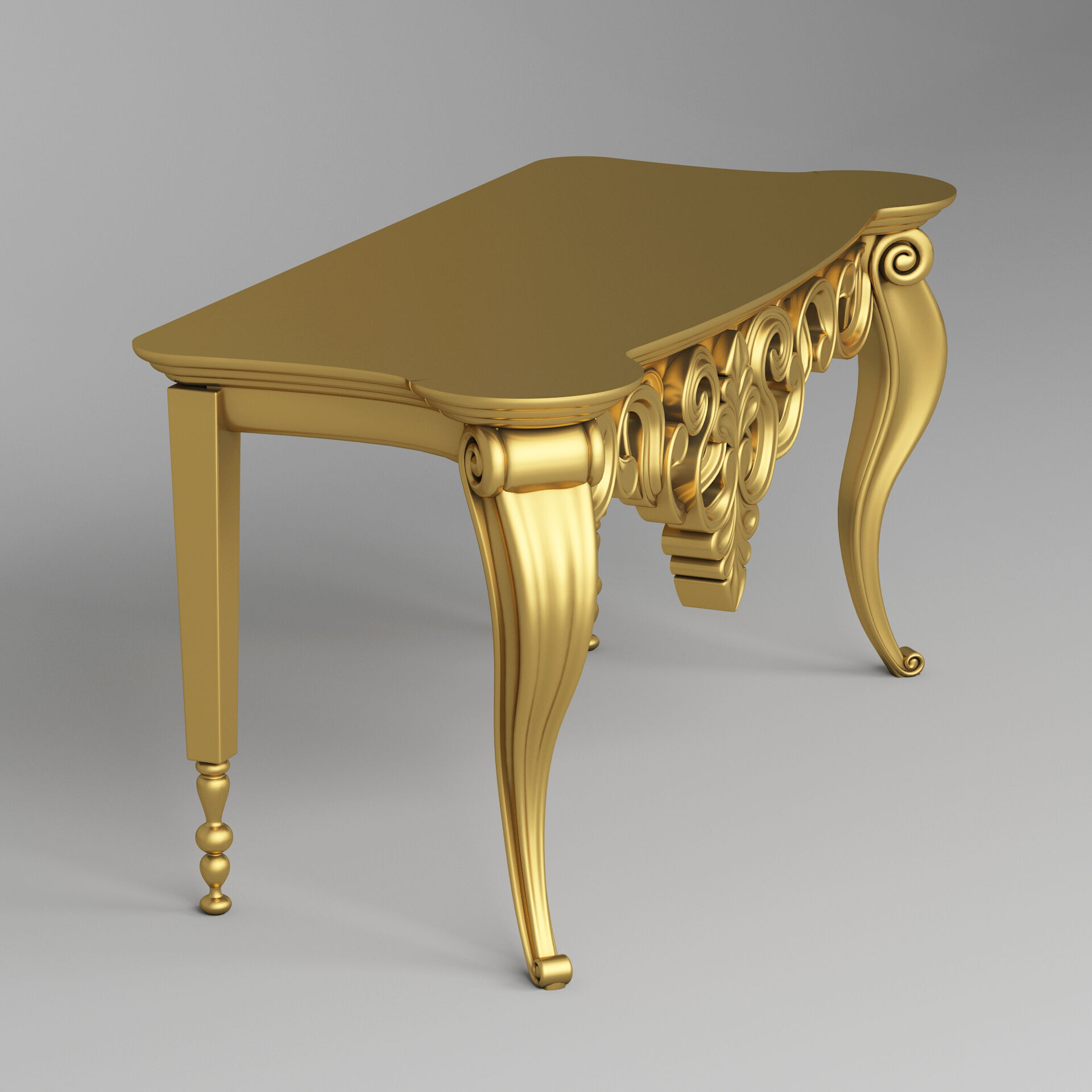 Classic Console Table 001 3D model_2