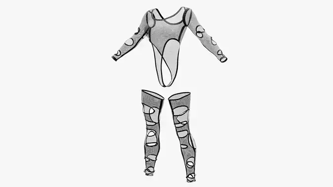 Lace Bodysuit and Leggings Low-poly 3D model