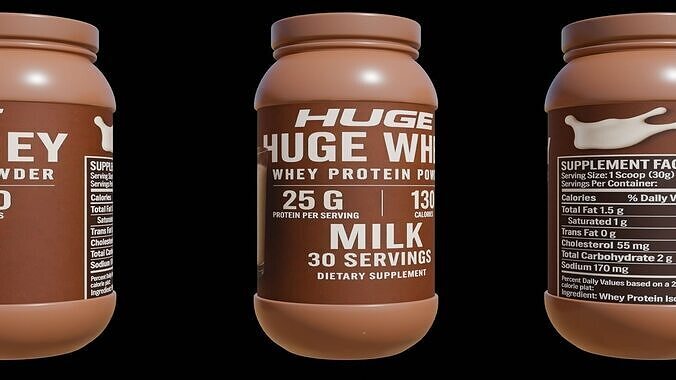 Protein powder container Low-poly 3D model 3