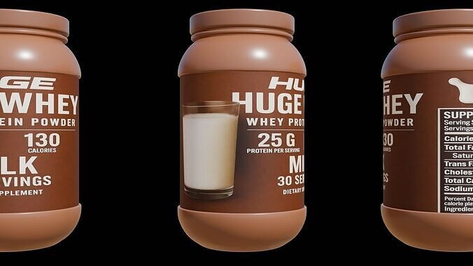 Protein powder container Low-poly 3D model 7