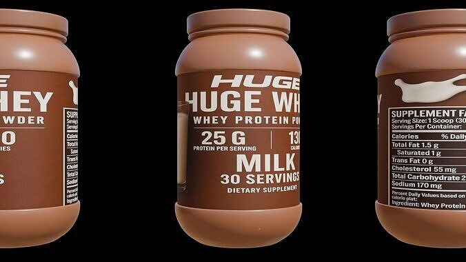 Protein powder container Low-poly 3D model 4