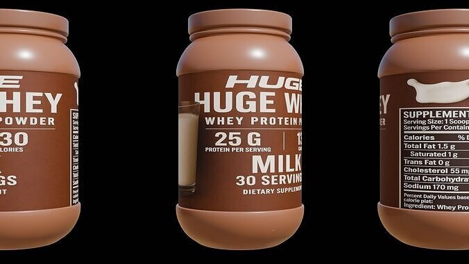 Protein powder container Low-poly 3D model 5