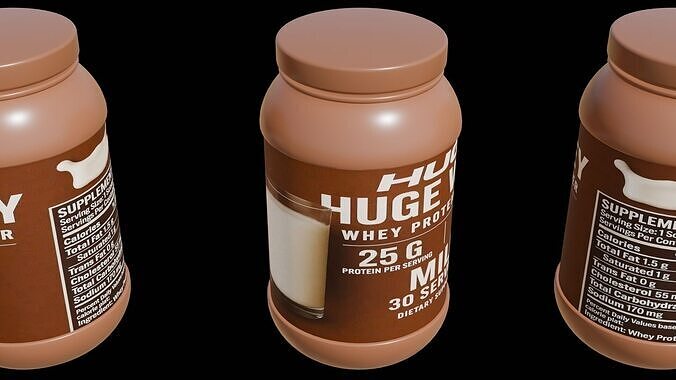 Protein powder container Low-poly 3D model 2