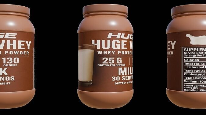 Protein powder container Low-poly 3D model 6