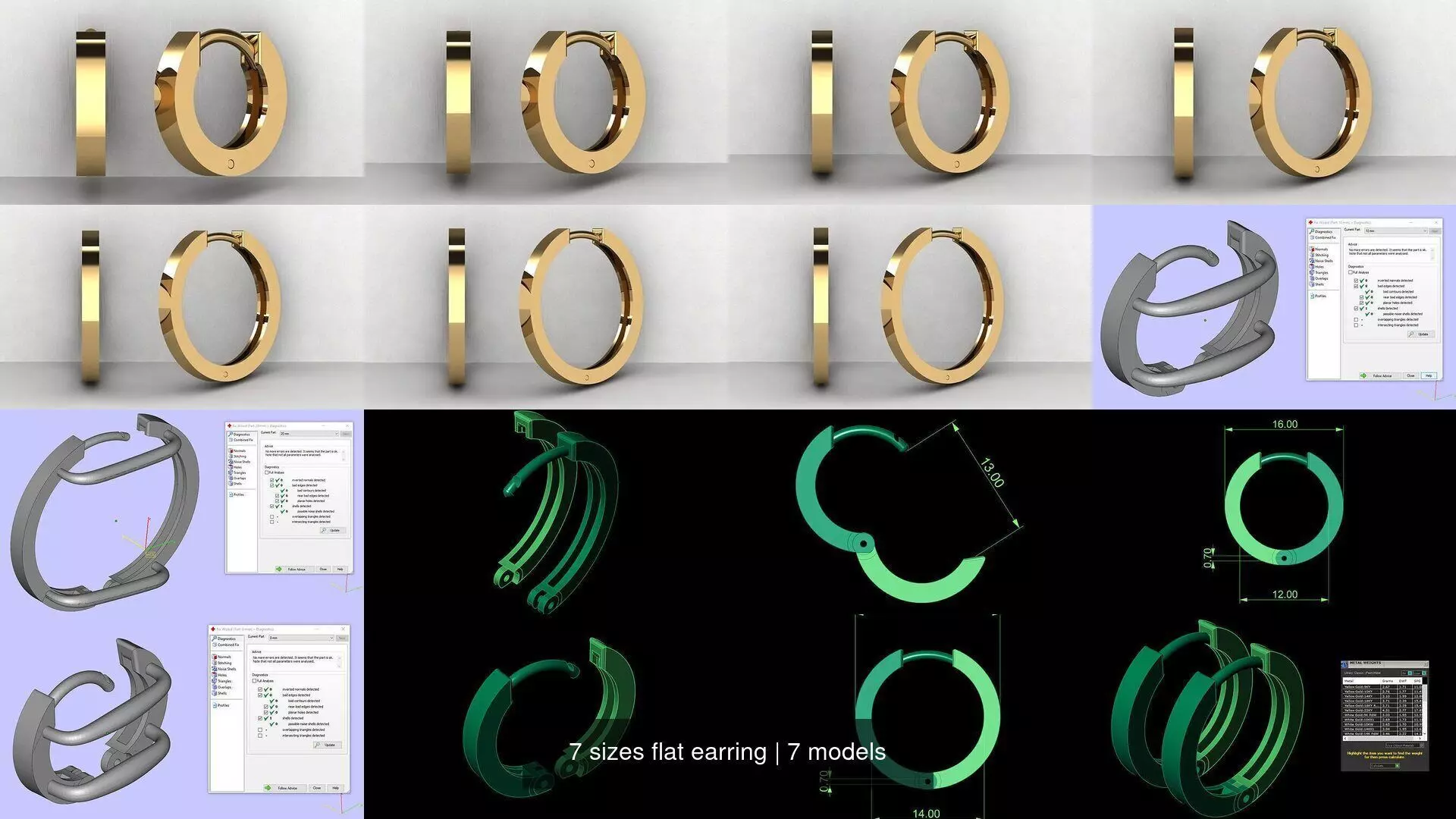 7 sizes flat earring 3D Model Collection_0