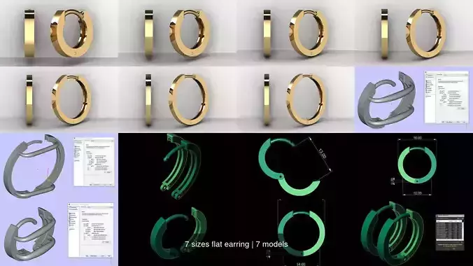 7 sizes flat earring