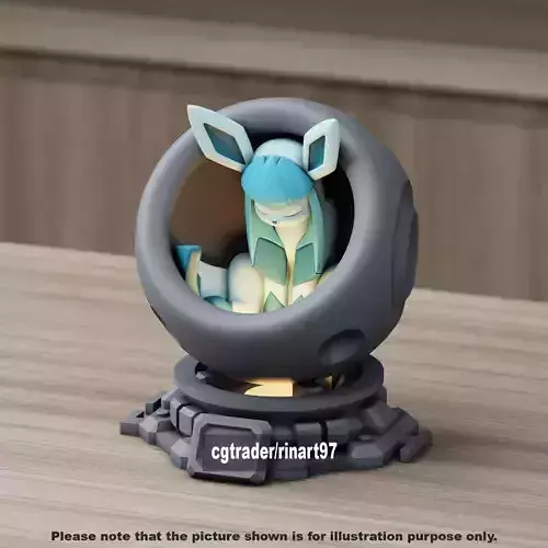 Glaceon in healing machine pods from pokemon 3D print model