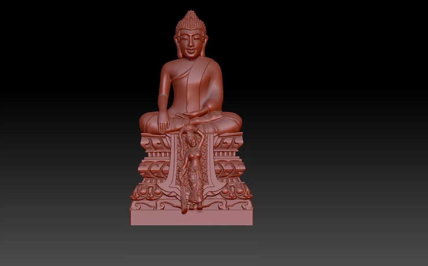  Buddha seated on a throne 3D print model_0
