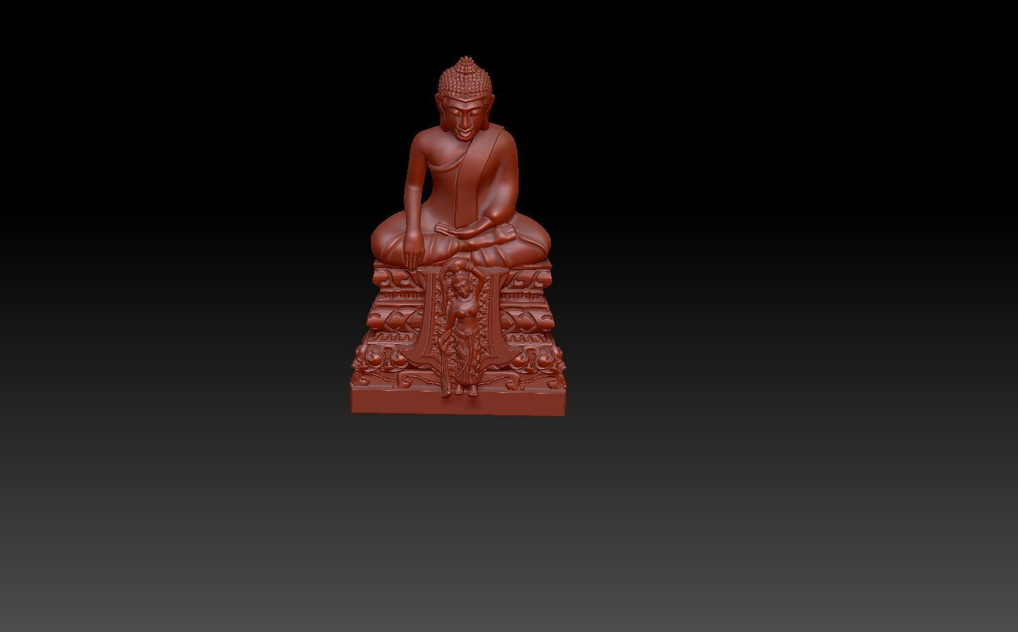  Buddha seated on a throne 3D print model_4