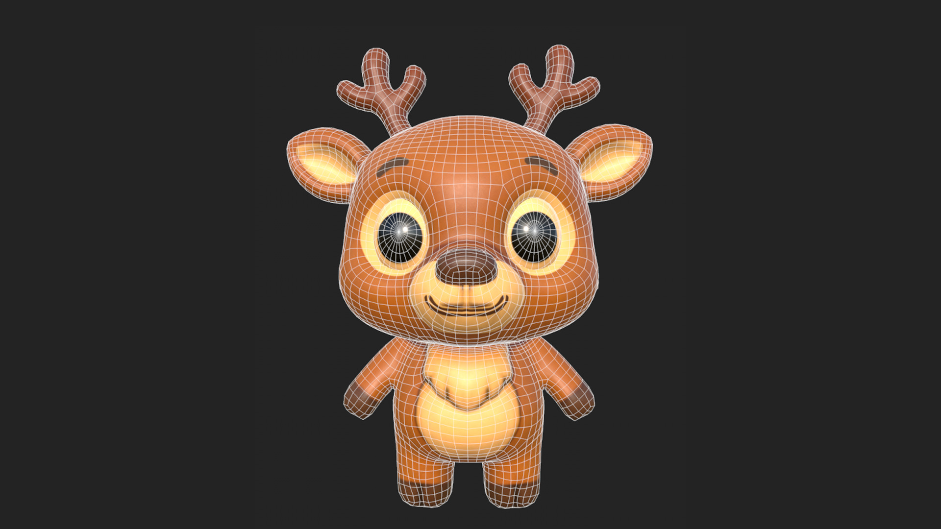 Cartoon Deer Low-poly 3D model_9