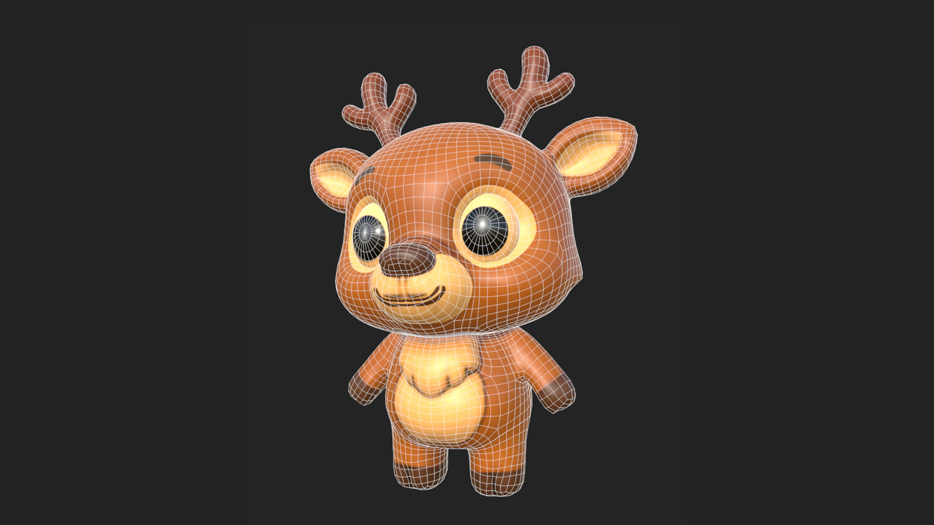 Cartoon Deer Low-poly 3D model_8