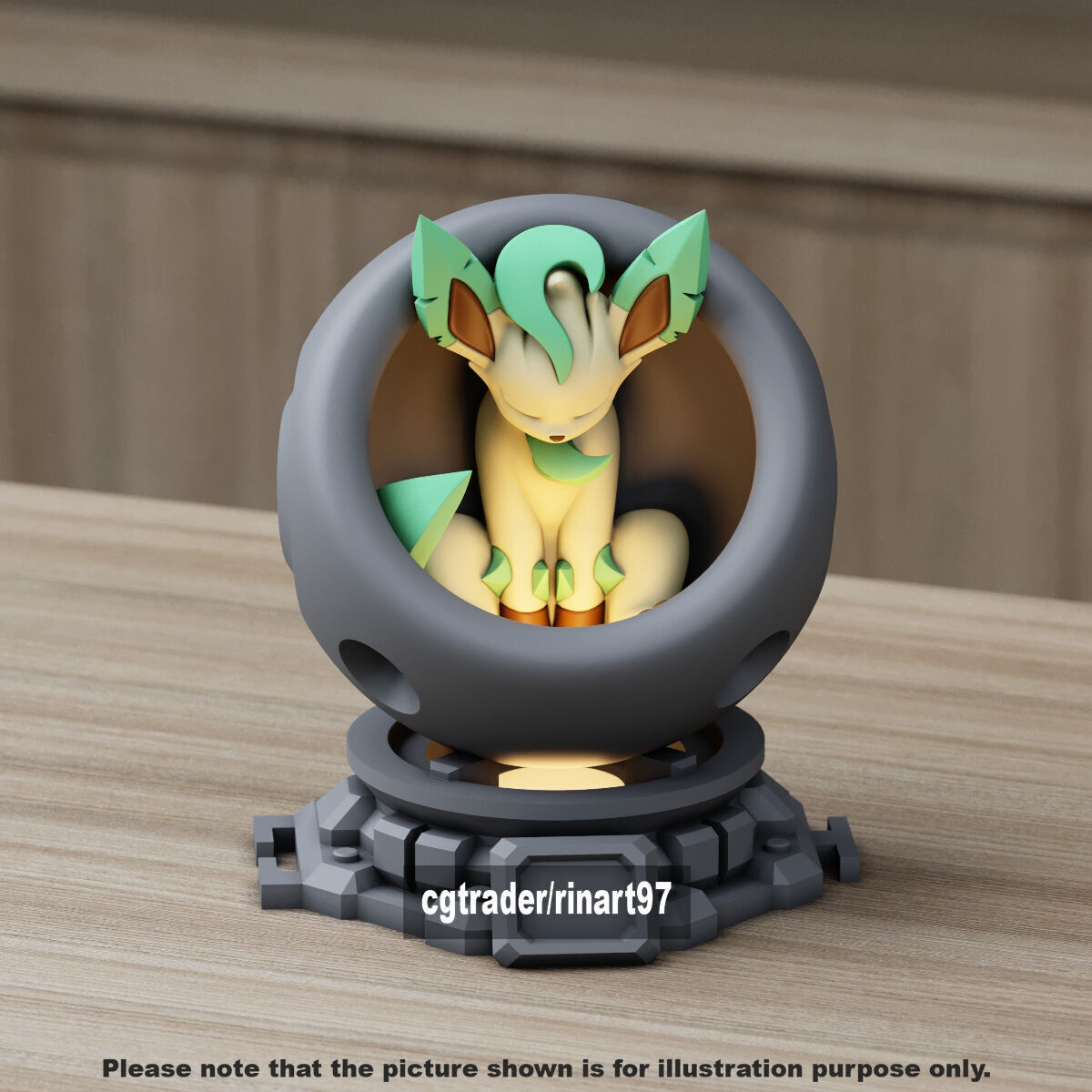 Leafeon in healing machine pods from pokemon 3D print model_4