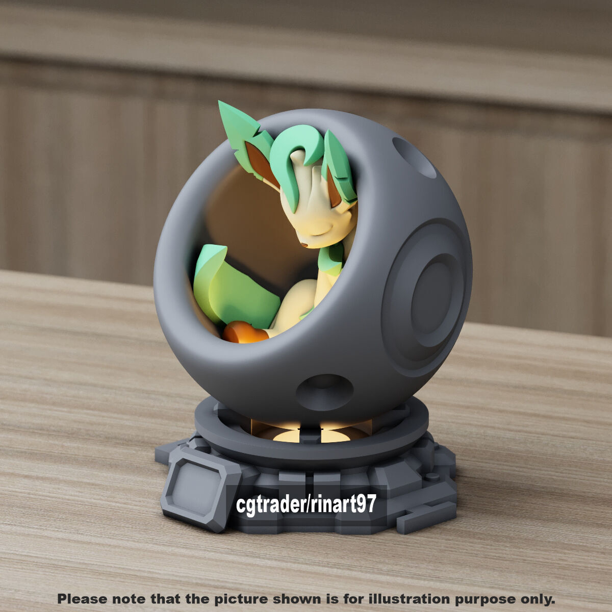 Leafeon in healing machine pods from pokemon 3D print model_10